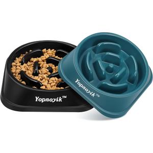 2 Pack Slow Feeder Dog Bowls for Healthy Eating, Non-Slip and Anti-Choking Design, Reduces Bloating & Overeating for Large Dogs, Easy to Clean (Black and Navy Blue)