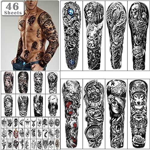 15 sheets Full Arm Skull Temporary Tattoos For Men Half Arm Shoulder Angel Tattoo for Ladies Fake Waterproof Wolf Lion Stone Tattoo Stickers For Adult or Kids 15 sheets Full Arm Skull Temporary Tattoos For Men Half Arm Shoulder Angel Tattoo for Ladies Fake Waterproof Wolf Lion Stone Tattoo Stickers For Adult or Kids
