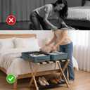 Luggage Rack, Heavy-Duty Bamboo Foldable Suitcase Stand with Storage Shelf, Fits Up to 28" Luggage, Space-Saving Organizer Holder for Guest Room, Bedroom, Hotel, Dorm and Entryway, Natural(1 Pack)