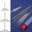 33Pcs Big Eye Steel Needles Set Portable Hand Sewing Kit Suitable for Beginners and Everyday Use, Include 25 Steel Needles, 3 Reels of Thread, Seam Ripper, 2 Needle Threader, 2 Thimbles