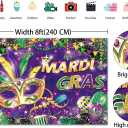 Mardi Gras Backdrop Masquerade Carnival Dancing Dress-up Photography Background Wedding Bachelorette Mardi Gras Party Decoration Banner Supplies (94x70inch(8x6FT))