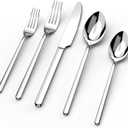 KINGSTONE Silverware Set, 20 Piece Flatware Cutlery Set for 4, 18/ 10 Stainless Steel Silverware Mirror Polished Dishwasher Safe for Home, Restaurant, Wedding, Party(Silver, 20 pieces for 4)