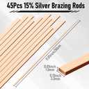 45 PCS 15% Silver Brazing Rods for HVAC, BCuP-5 Copper Brazing Rods for Refrigeration, 0.05" x 0.13" x 12" Flat Brazing Rod Works with Induction Brazing Tool, Self-Fluxing on Copper, Vacuum-Sealed