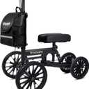 All Terrain Knee Scooter with Disc Brake System, Steerable Knee Walker for Adults for Foot Surgery, Broken Ankle - Rover Scooter for Broken Foot Injured Leg Crutch (Black)