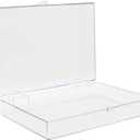 4-Pack Clear Hinged Plastic Containers, Keepsake Storage Boxes, 7"L x 5"W x 1.75"H, Made in USA, Plastic Display Case, Bead Storage or Craft Organizers and Storage Container