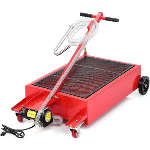 Low Profile Oil Drain Pan, 20 gal Electric Oil Drain Pan with Pump 110V Electric Pump, 8 ft Hose & Folding Handle, Rolling Cart for Cars, Trucks, Buses, RVs