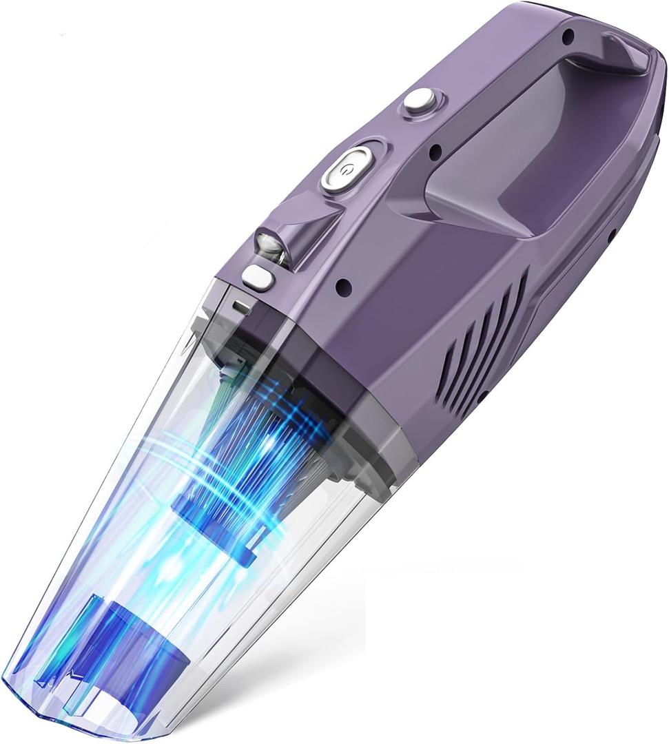 Handheld Vacuum Cordless,Car Vacuum Cleaner Portable Wireless with LED Light Washable HEPA Filter