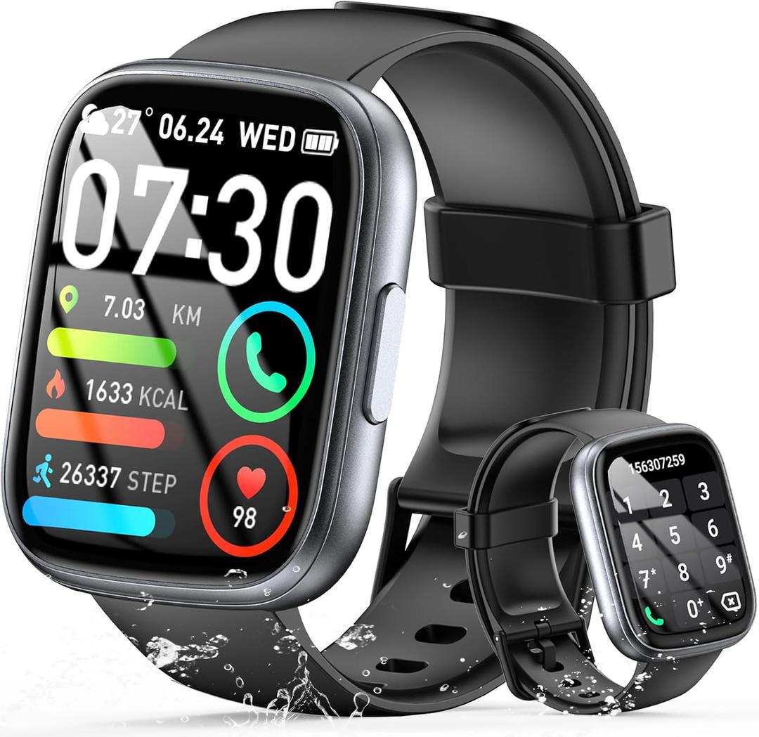 Smart Watch for Men Women (Answer/Make Call), 1.95" Touch Screen Fitness Tracker with Heart Rate/Sleep Monitor, IP68 Waterproof Smartwatch for Android iOS, Fitness Watch with 120+ Sports Modes, Black