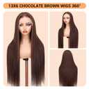SOPSFR 13x6 Lace Front Wigs Human Hair 200 Density Chocolate Brown Straight Wigs Human Hair With Baby Around Natural Hairline 4# Brown Wig 28 Inch