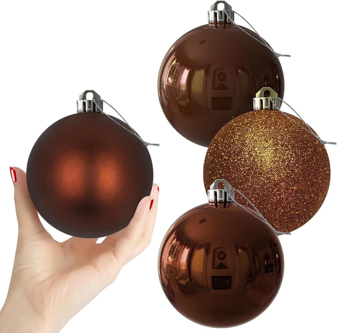 Bronze 4.0" Large Christmas Balls - Christmas Tree Decoration Ornaments Shatterproof Hanging Balls for Birthday Halloween Holiday Wedding Decorations Set of 4pcs