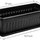 Fasmov 7 Pack 17 Inches Flower Window Box Plastic Vegetable Planters with Trays Vegetables Growing Container Garden Flower Plant Pot with 7 Pcs Plant Labels for Balcony, Patio, Garden, Black