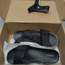 UBFEN Womens Platform Sandals Comfortable Arch Support for Summer Dressy Casual Lightweight Chunky Heel 2 Adjustable Straps A Black US Size 9