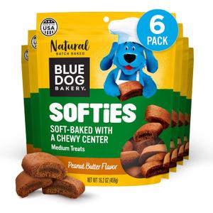 Blue Dog Bakery Natural Dog Treats, Softies, Peanut Butter Flavor, 16.2oz Bag, 6 Bags (1.01 Pound (Pack of 6))