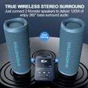 Monster S620 Bluetooth Speaker, Wireless Portable Outdoor Bluetooth Speakers, 60W True Wireless Stereo IPX8 Waterproof, Dual PairingBluetooth 5.4 Built-in Mic, Perfect for Home, Blue