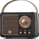 PRUNUS J-999 Retro Bluetooth Speaker,Vintage Decor,Mini Wireless Bluetooth Speaker,Cute Old Fashion Style Support USB/TF Card/AUX for Kitchen Desk Bedroom Office Party Outdoor(Black)