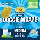 Bodhi Dog Disposable Male Dog Diapers - Super Absorbent, Leak-Proof Pee Wraps - Adjustable Fit, Comfortable Design, Advanced Moisture Control, and Wetness Indicator - Medium (20 Count)