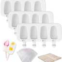Popsicle Molds Set of 3, 12 Cavities Silicone Popsicle Molds & Ice Cake Pop Mold Maker Oval with 50 Wooden Sticks & 50 Self-adhesive Bags for DIY Cake and Ice Cream
