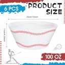 6 Pcs 10 Inch Large Baseball Serving Bowls 100 oz Reusable Plastic Snack Salad Dessert Bowls Baseball Party Supplies for Team Game Sport Birthday Party Decor