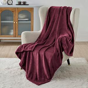 Bedsure GentleSoft Fleece Throw Blanket Burgundy Red - 300GSM Blankets for Couch, Sofa, Bed, Soft Lightweight Plush Cozy Throws for Toddlers, 50x60 inches