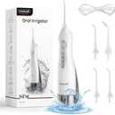 Mornwell Water Flosser Cordless, Water Flossers for Teeth - 300ML Tank and 4 Jet Tips, 3 Modes Portable Dental Oral Irrigator, Braces Care, Rechargeable Waterproof Portable Water Flosser