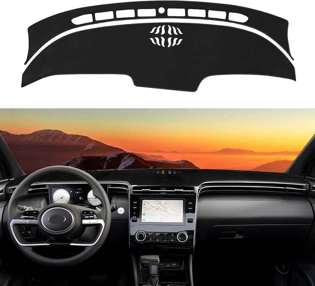 Dashboard Cover Mat Custom Fit for Hyundai Santa Cruz 2022 2023 2024 Dash Cover Nonslip Dash Mat Protector Sunshade No Glare Black (Not Fit 12.3-inch Screen) (2 pcs)