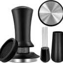 Espresso Hand Tamper 51mm, Coffee Tamper with WDT Tool Calibrated Spring Loaded, Hand Tampers with Silicone Mat, 100% Flat Stainless Steel Base Tamper for Espresso Coffee Machine (Black1)