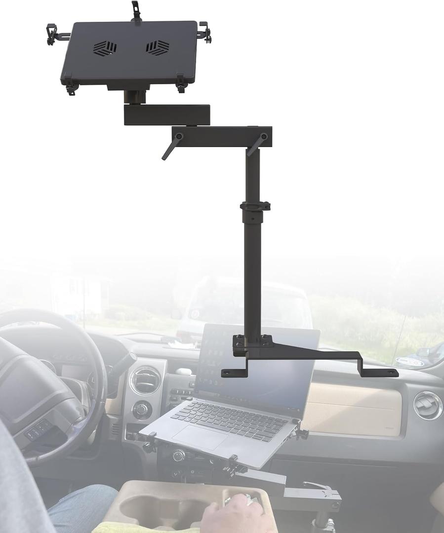 Truck Laptop Mount Fit for Ford F150, F350, F250, F550, No-Drilling Truck Computer Mount Holder for Laptop up to 17"
