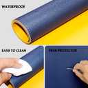 Double-Sided Leather PU Large Mouse pad, Computer Desk pad Non-Slip, Waterproof, Easy to Clean, Suitable for Office and Home Office Writing (Navy Blue and Yellow, 31.515.7 Inches)