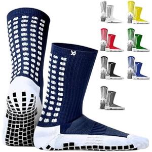 LUX Sports Dual-Grip Soccer Grip Socks - Navy Blue, V1, Unisex Adult - Non Slip & Grippy Socks for Men & Women for Soccer & Football Cleats, Small