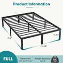 OLIXIS Full Size Metal Platform Bed Frame with Storage Space, Heavy Duty Sturdy Mattress Foundation, Strong Support Slats, Easy to Assemble, Black, Full-14IN