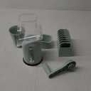 Rotary Cheese Grater with Handle, Vegetable Shredder with 5 Replaceable Blades & Strong Suction Base, Round Food Slicer & Chopper for Kitchen Fruit Vegetables Nuts with Blade Storage Box (Green)