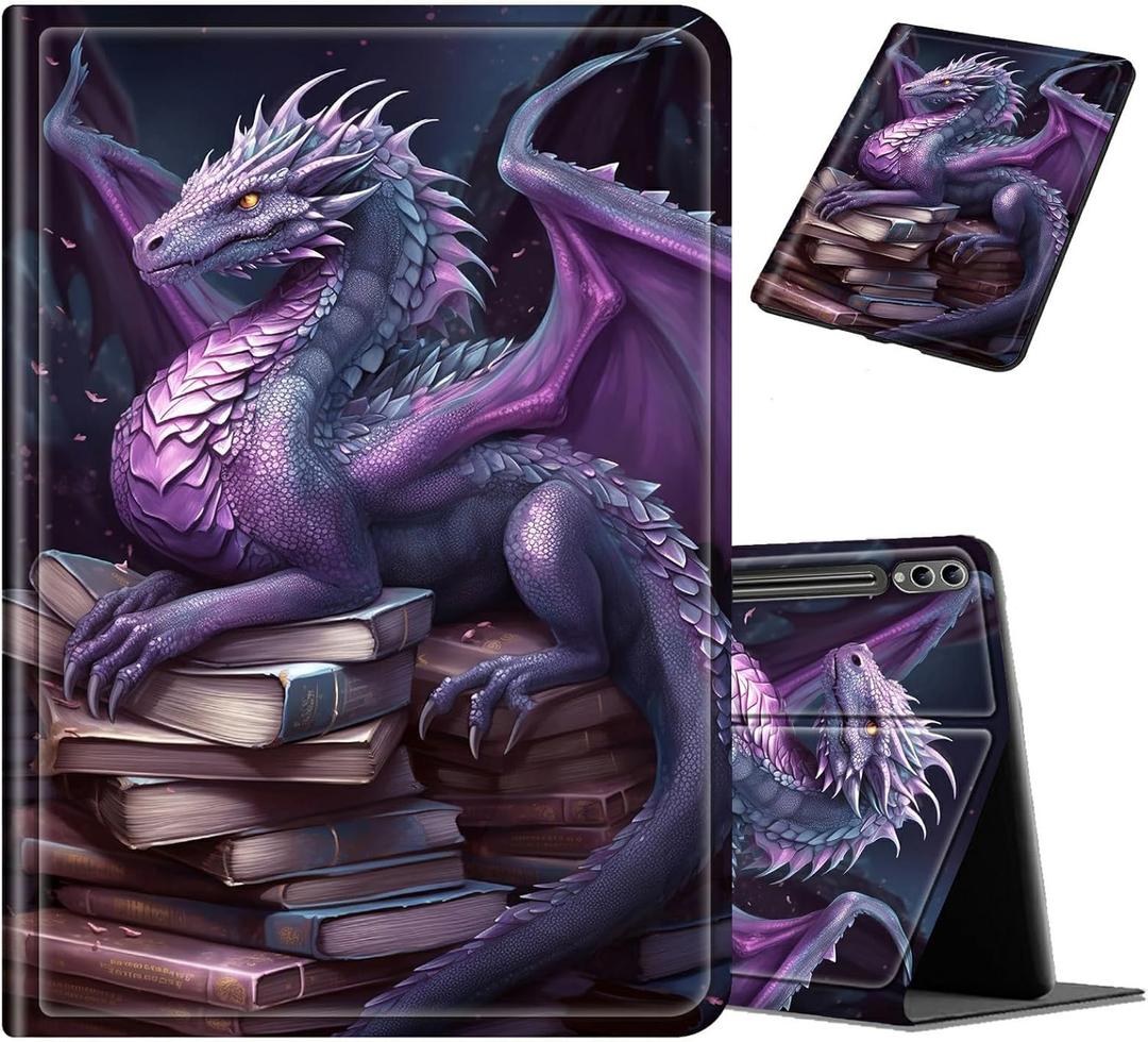Case for Samsung Galaxy Tab S10 Ultra/Tab S9 Ultra 14.6-Inch, Slim Shockproof Folio Stand Cover with Auto Wake Sleep, Multi-Angle Viewing, PU Leather Protective Tablet Case, Dragon Book Art