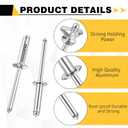 LEIFIDE 100 Pcs 3/16" X 1-1/4" Trifold Rivets Assortment Aluminum Tri Grip Exploding Pop Rivets Bulb Style for Kayak Marine Boat Buildings Containers(Silver)