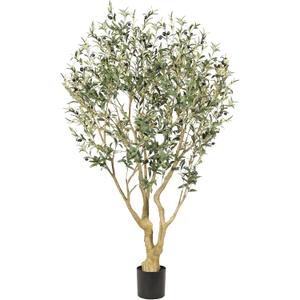 Realead 6ft Olive Trees Artificial Indoor - Large Faux Olive Tree with Realistic Leaves and Olives - Full and Grand Design Fake Olive Tree with Sturdy Base for Indoor Outdoor Office Decor