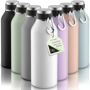 SipX™ Triple-Insulated Stainless Steel Water Bottle - 32oz. With Cover Lid, BPA-Free Reusable Insulated Water Bottle Keeps Cold For 24 Hours, (White)