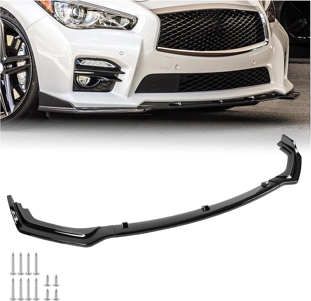 Front Lip for 2018-2025 Infiniti Q50 Q50L Base Premium Trims Gloss Black