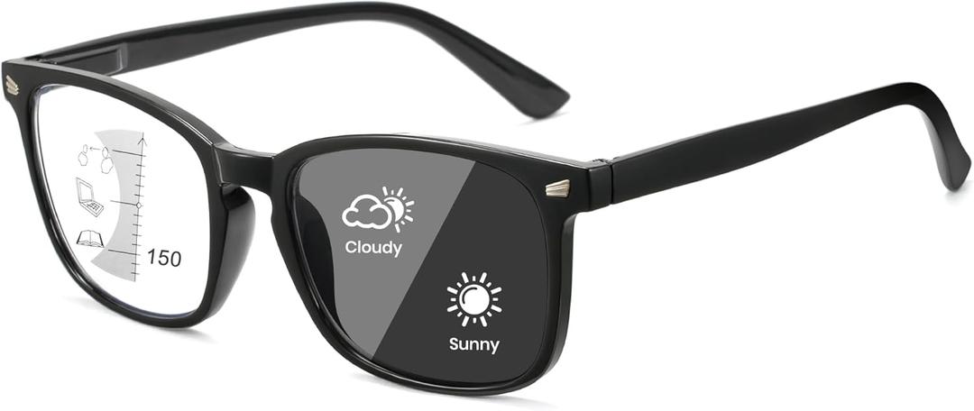 Cyxus Progressive Photochromic Reading Glasses for Men and Women, Blue Light Blocking Bifocal Readers with Square Frame