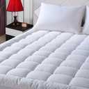 EASELAND Queen Size Mattress Pad Pillow Top Mattress Cover Quilted Fitted Mattress Protector Cotton Top Stretches up 8"-21" Deep Pocket Cooling Mattress Topper (60x80 inch, White)