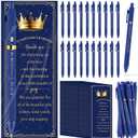 Engrowtic 50 Set Baby Shower Gifts Pens for Guests Bulk Royal Prince Baby Shower Party Favors A Little Prince is On The Way Retractable Ballpoint Pens with Thank You Cards Gender Reveal Return Gifts