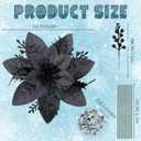 65pcs Black Christmas Poinsettia Artificial 5.9", Glitter Berries with Stems, Clips for Christmas Tree Decoration, Wreath Ornaments for Xmas Wedding Party Decoration