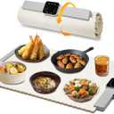 Food Warmer Mat, Electric Portable Silicone Warming Plate, Roll Up Heating Tray for Food, 5 Heat Levels, 24x15.7, (White)