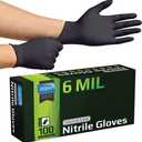 Inspire Black Nitrile Gloves HEAVY DUTY 6 Mil Nitrile Chemical Resistant Medical Cooking Cleaning Disposable Black Gloves (Medium)