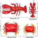 Gresorth 4 Pack Fake Large Sea Life Creatures Collection Artificial Lobster & Crab Plastic Animal Home Party Decoration Display Kids Toy