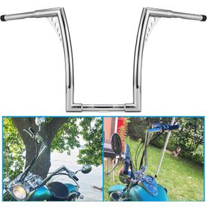 WSays 14" Rise Ape Hangers HandleBar 1-1/4" Diameter Compatible with Harley Sportster XL 883 1200 Softail Dyna Road King 1994-2022 and Road Glide 1998-2013 Model, Chrome