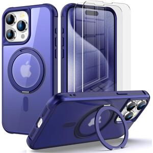 Ezanmull Magnetic for iPhone 15 Pro Max Case, Phone Case iPhone 15 Pro Max, Invisible Stand Kickstand Ring Holder Soft Shockproof Women Men Cover for 15 Pro Max 6.7" (Blue)