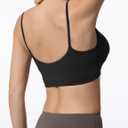 Sports Bras for Women Spaghetti Strap Padded for Yoga Running Gym Workout, Wireless Scoop Neck Bras Crop Tank Top (Black, M)