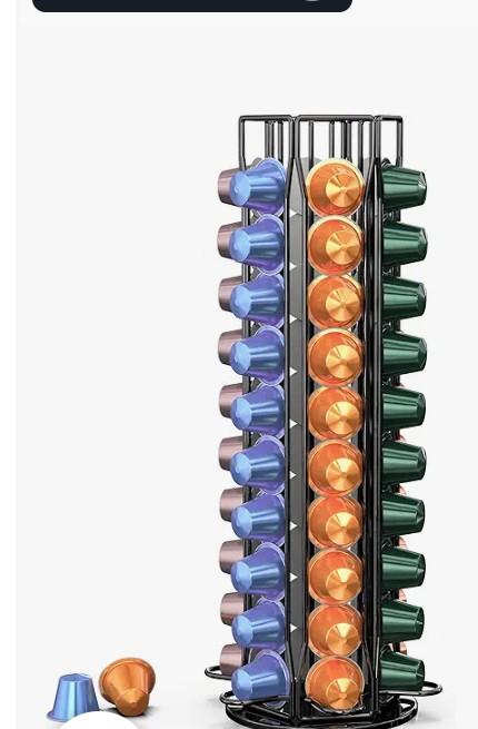 ZECENN Coffee Pod Holder for Nespresso OriginalLine, Coffee Pod Storage Organizer 360 Degree Rotatable Capsules Carousel for Nespresso, for Home Bar Countertop (60 pods)