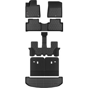 Floor Mats & Cargo Liner for 2021-2025 2026 Kia Sorento 6&7 Seats (not for Hybrid), Full Set All Weather Protection 1st,2nd,3rd Row Car Liners,Backrest Mat & Trunk Mat,Black