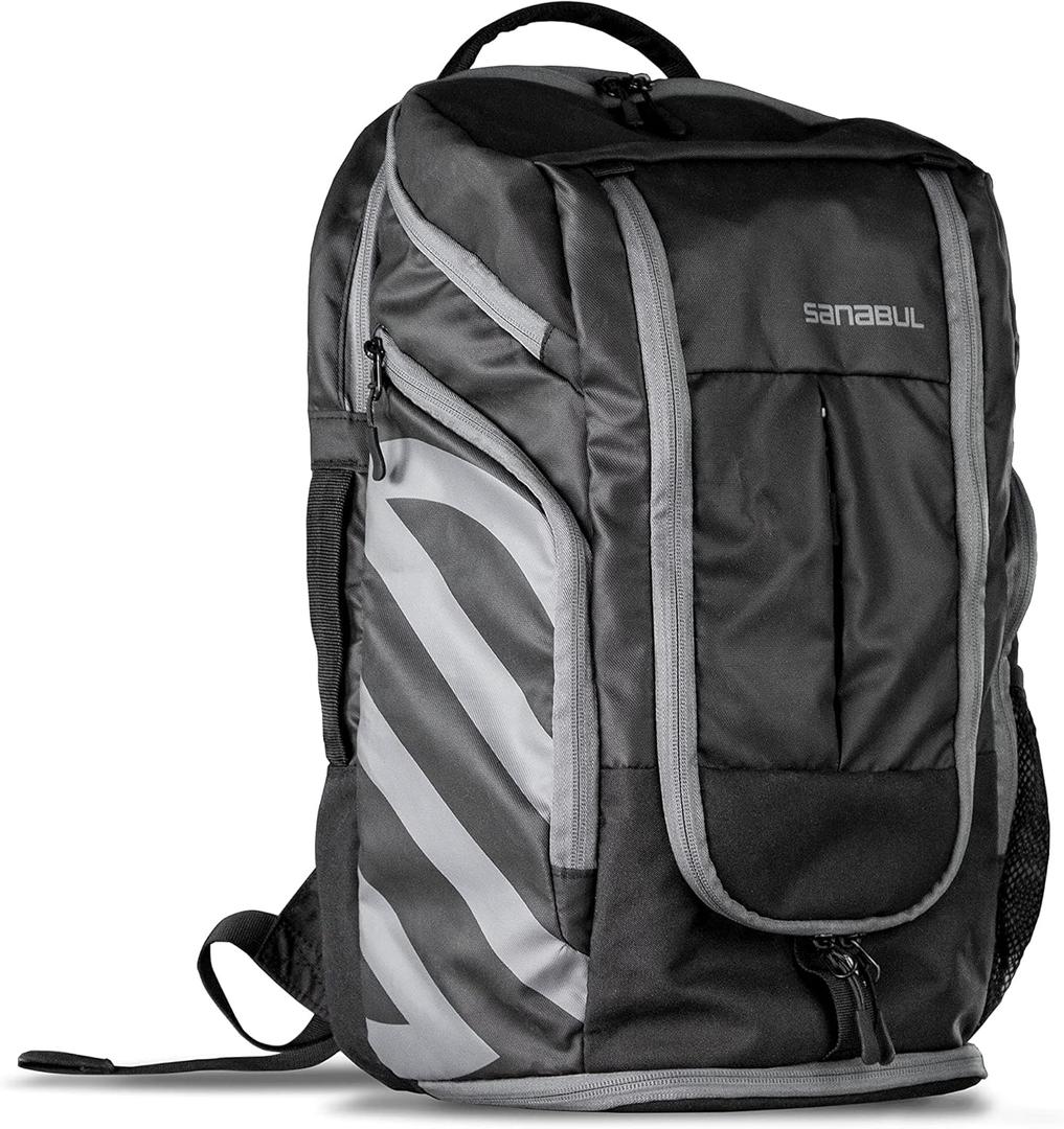 Sanabul Combat Gear Pack Sports Backpack Gym Backpack for Men Multi-Compartment Jiu Jitsu and Boxing Bag- Black/Grey
