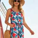 RAISEVERN Womens Rompers Summer Short Jumpsuits Casual Scoop Neck Sleeveless Romper with Pockets (Medium, Green-02)